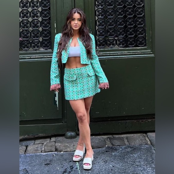 Alexis Women's Green Galena Jacket and mini skirt set - Picture 4 of 8